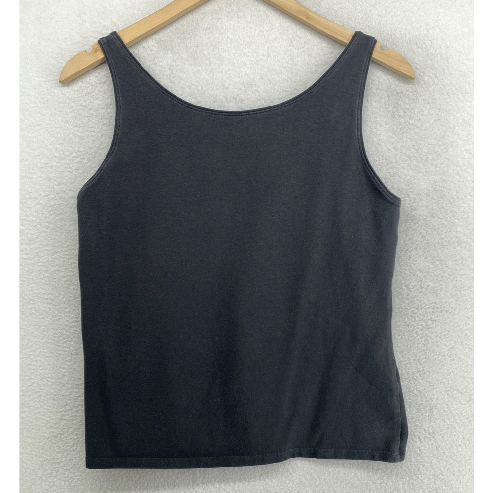 EILEEN FISHER Tank Top M Stretch Organic Cotton Jersey Scoop Neck Shell Gray USA - Picture 3 of 9